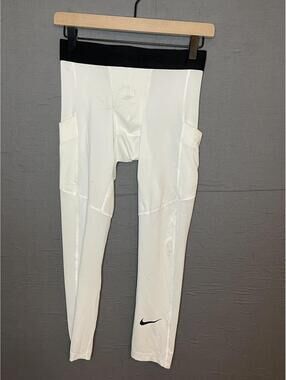 Nike Pro Dri-FIT Mens Tight Fit Leggings White Pockets Size S